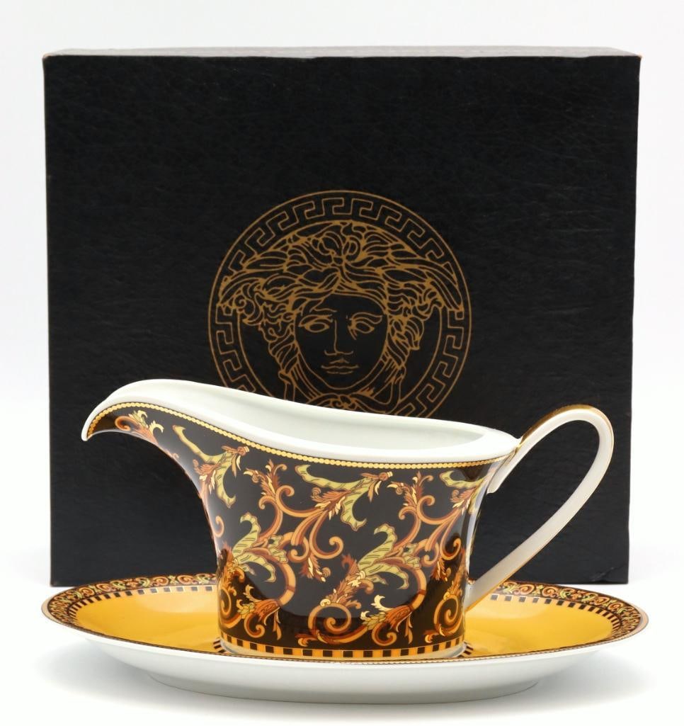Versace by Rosenthal “Barocco” Porcelain Open Sauce Boat & Underplate (1 of 6)