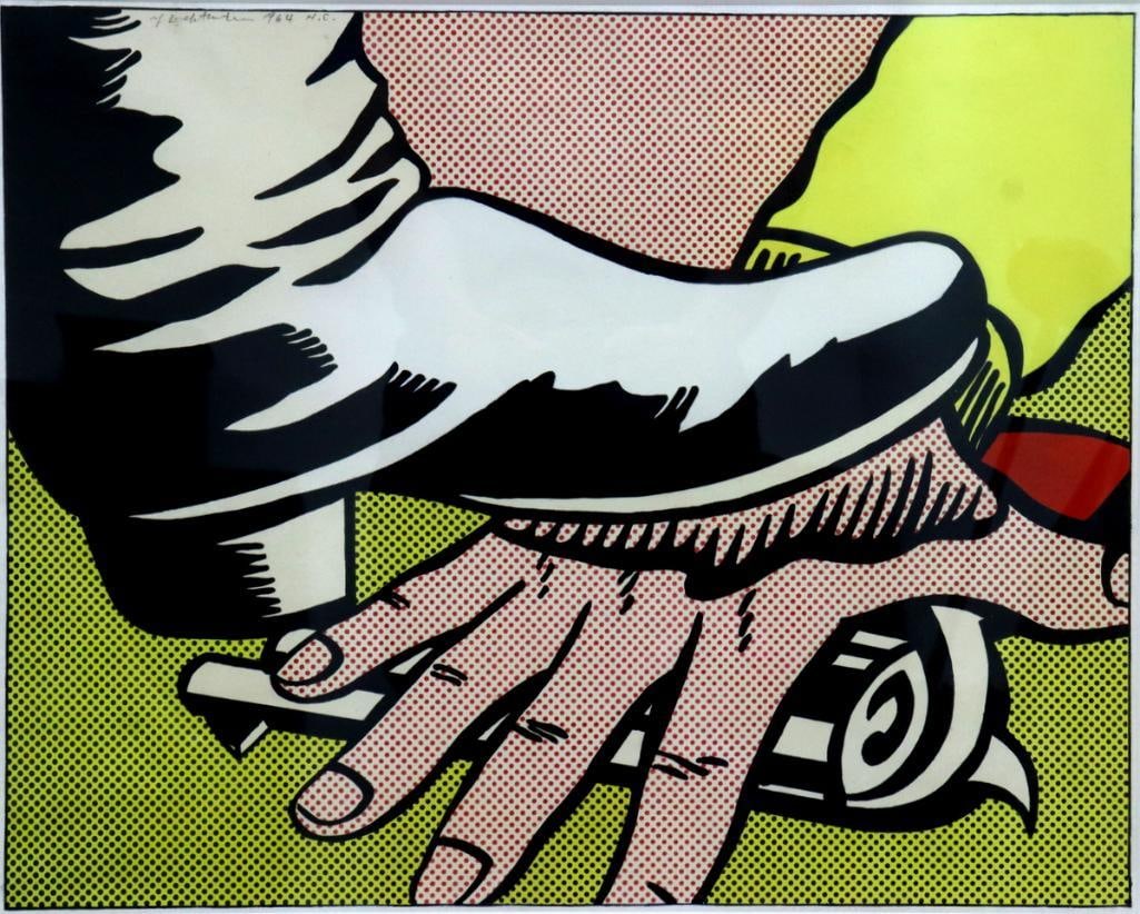 Roy Lichtenstein (American, 1923–1997) “Foot and Hand” Offset Lithograph: Roy Lichtenstein (American, 1923–1997) “Foot and Hand” (C. II.4) Offset lithograph in colors on wove paper, 1964 From an edition of 300, plus hors commerce proofs. Hand-signed and da