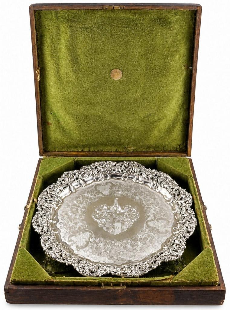 Rare William Eley II, London Sterling Salver with Fitted Case (1 of 13)