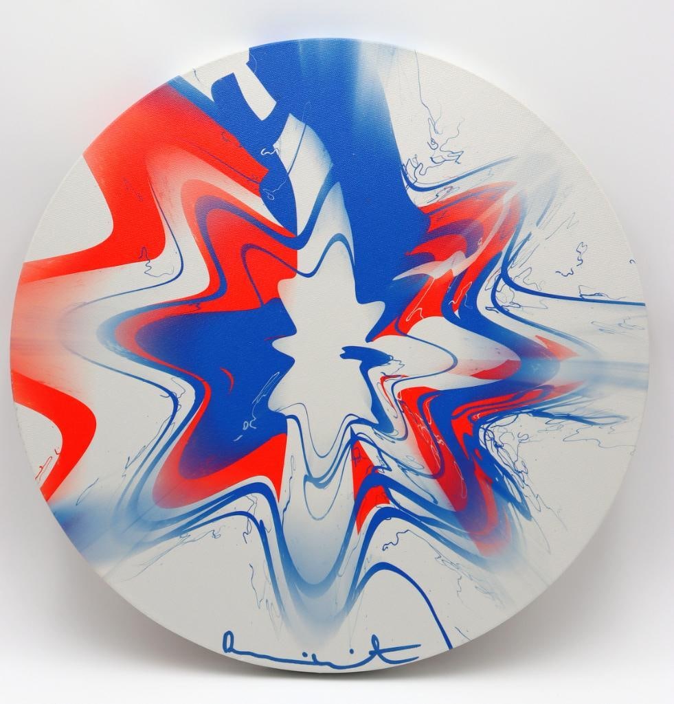 Damien Hirst (British, b. 1965) Giclee Print on Canvas: Damien Hirst (British, b. 1965) “Beautiful, Deeply Troubled, Long Thoughtful, Still Unadorned, Bold and Picturesque Aura Painting” Giclée print on poly-cotton canvas mounted on plywoo