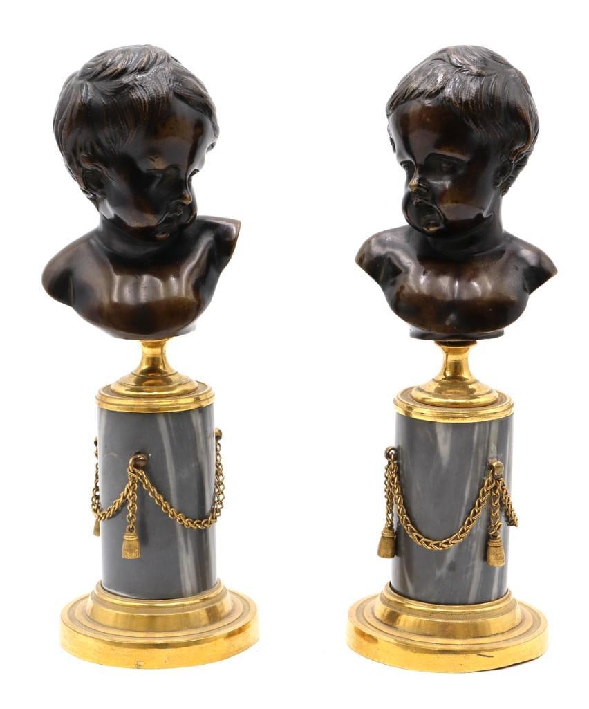 Pair of 19th C. French Bronze Bust Sculptures (1 of 7)