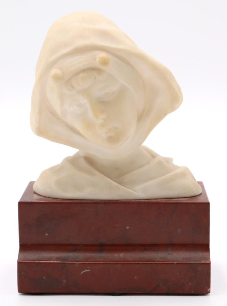 Fritz Kochendörfer (German, 1871-1942) Alabaster Bust on Red Marble Base (1 of 5)