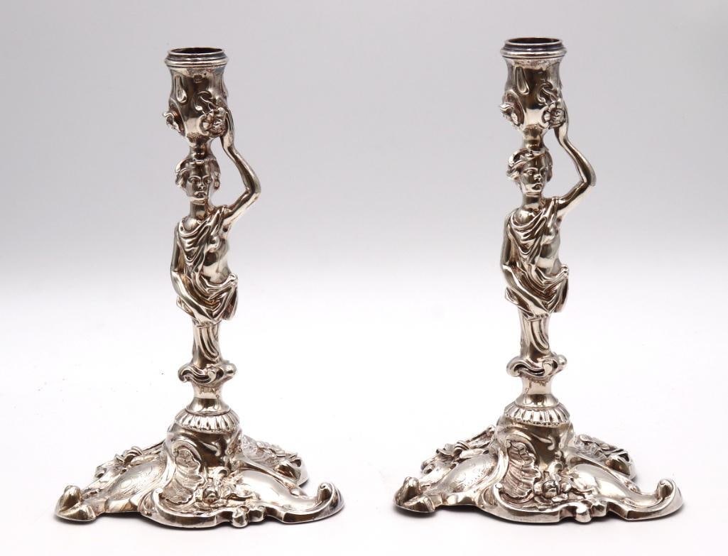 John Cafe, George II Sterling Silver Candlesticks (1 of 7)