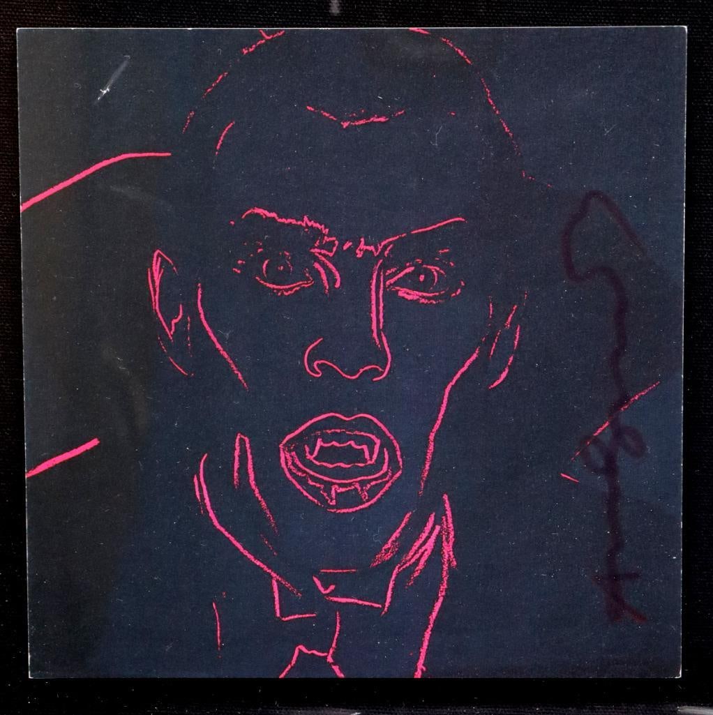 Andy Warhol (American, 1928–1987) “Dracula” Invitation: Andy Warhol (American, 1928–1987) “Dracula” Exhibition invitation print Exhibition invitation featuring Warhol’s “Dracula” from the Myths portfolio. Hand-signed by 