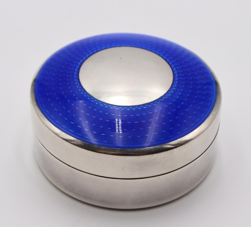 Tiffany & Co. Sterling Silver & Blue Guilloché Enamel Box (1 of 4)