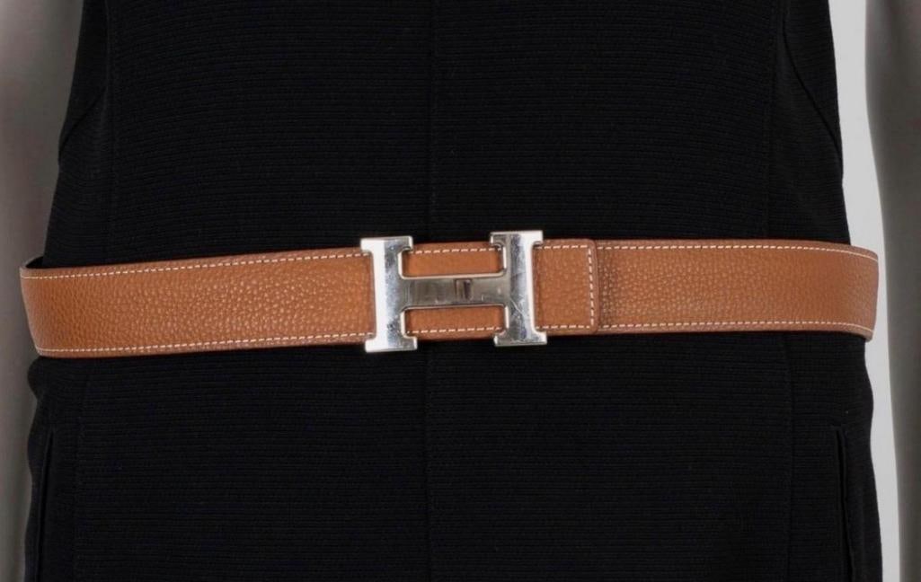 Hermès Black and Brown Leather Reversible H Belt (1 of 6)