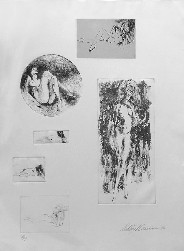 LeRoy Neiman (American, 1921–2012) “Six Nudes” Etching: LeRoy Neiman (American, 1921–2012) “Six Nudes” Etching on paper 1980 Numbered 238/250. Hand signed and numbered by the artist. Measurements approx. - 25 1/4 in. high × 17 3/4 in
