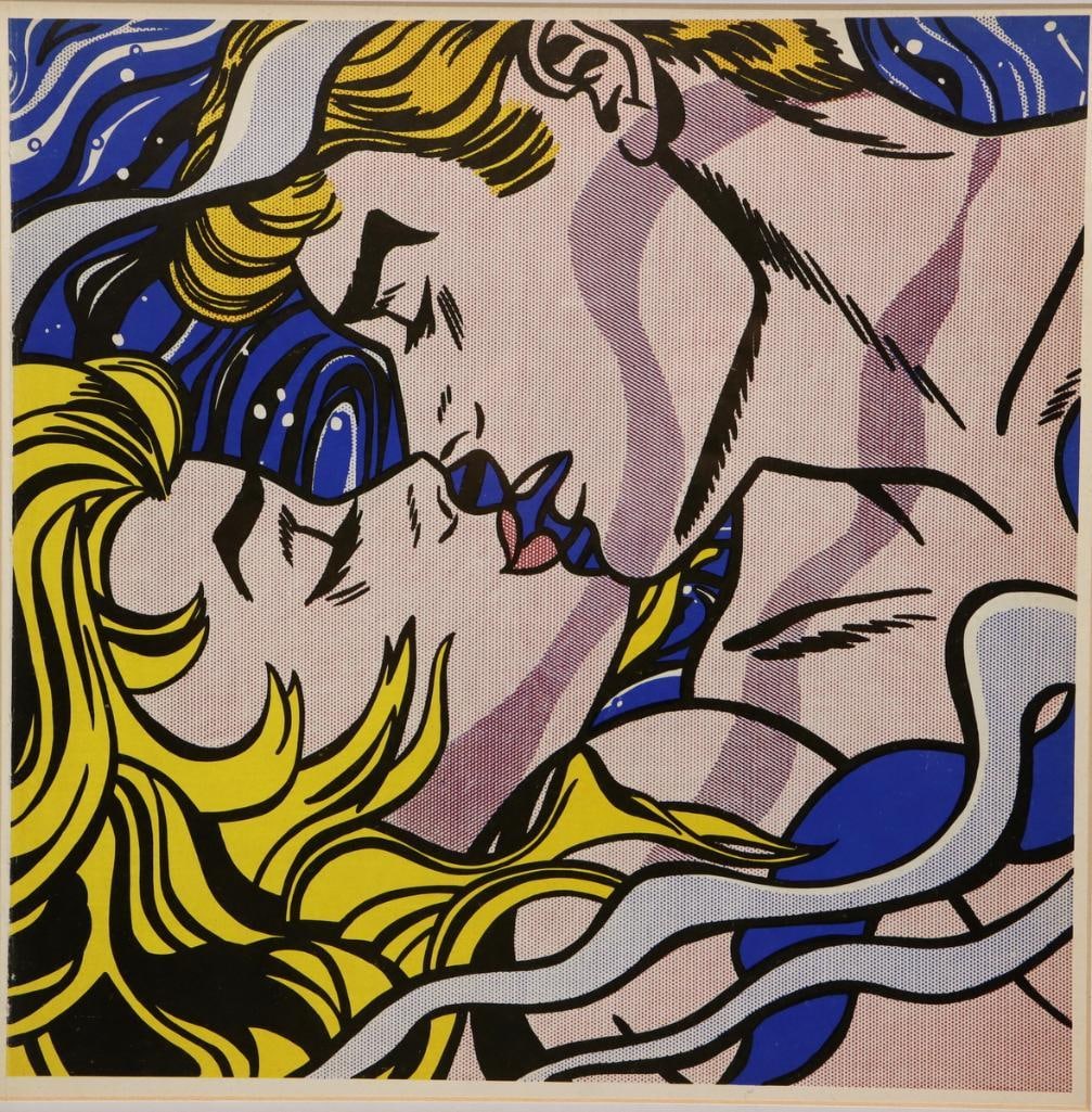 After Roy Lichtenstein (American, 1923-1997) “We Rose Up Slowly” Offset Lithograph: After Roy Lichtenstein (American, 1923–1997) “We Rose Up Slowly” Offset lithograph After Lichtenstein’s 1964 Pop Art composition depicting a couple in an intimate embrace, rend