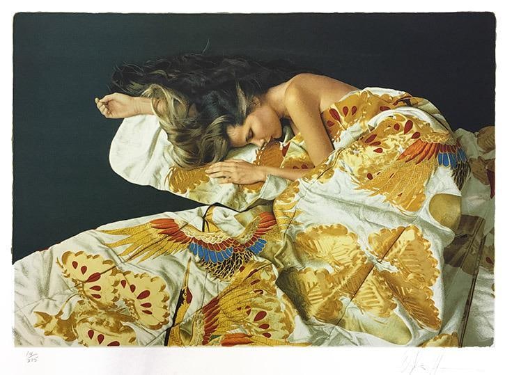 Douglas Hofmann (American, b. 1945) “Gold and Silk” Serigraph: Douglas Hofmann (American, b. 1945) “Gold and Silk” Serigraph on paper Numbered 89/100. Hand signed and numbered by the artist. Measures approx. 21 in. high × 26 in. wide. Unframed. H