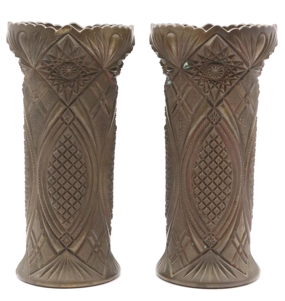 Pair of French Cut Crystal & Bronze Vases (1 of 5)
