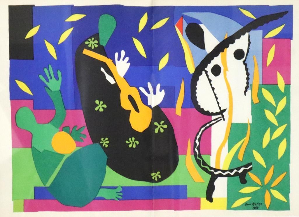 After Henri Matisse (French, 1869–1954) “The King’s Sadness” Offset: After Henri Matisse (French, 1869–1954) “The King’s Sadness” (La Tristesse du Roi), Offset lithograph After Matisse’s celebrated 1952 cut-paper composition, depicting a s