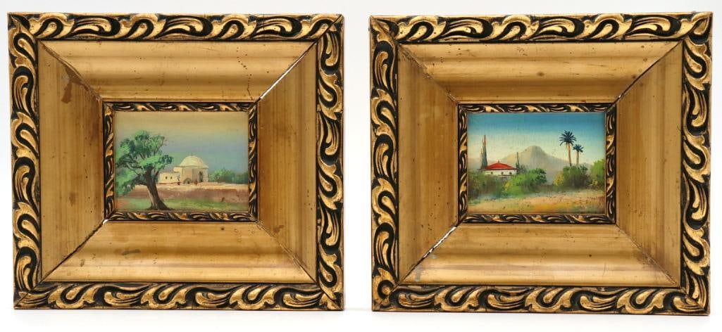 J. Bartok (20th C.) "Jericho and Bethlehem" Oil Paintings on Board (1 of 5)