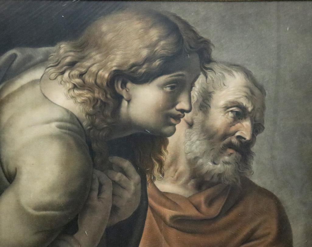After Raffaello Urbino (Italian, 1483–1520) “Heads of Two Apostles” Print (1 of 3)