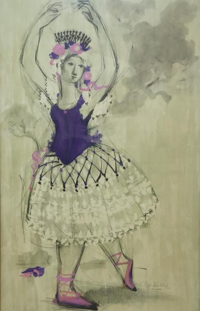 Bjørn Wiinblad (Danish, 1918–2006) “Royal Danish Ballet” Vintage Poster: Bjørn Wiinblad (Danish, 1918–2006) “Royal Danish Ballet” Vintage poster 1957 Poster designed for the Royal Danish Ballet’s 1957 American summer tour. Depicting a stylized 
