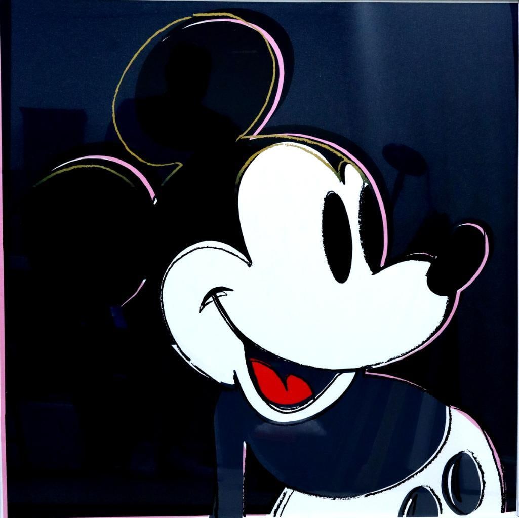 After Andy Warhol (American, 1928–1987) “Mickey Mouse, Diamond Dust” Trial Print: After Andy Warhol (American, 1928–1987) “Mickey Mouse, Diamond Dust” Trial print Trial print after Andy Warhol’s iconic Mickey Mouse composition. Unsigned and unnumbered. Frame