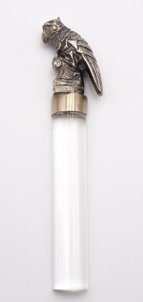 Vintage Silver-Tone Figural Parrot & Clear Lucite Desk Object (1 of 3)