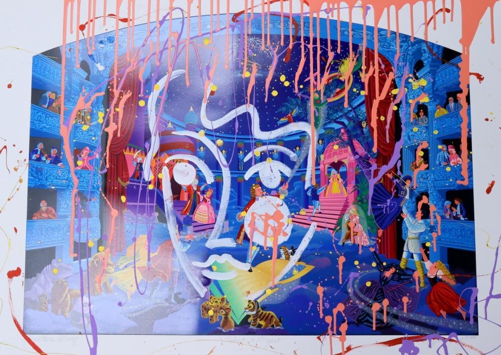 After Melanie Taylor Kent (American, b. 1946) “Tribute to Mozart” Urban Art Serigraph: After Melanie Taylor Kent (American, b. 1946) “Tribute to Mozart” Urban Art Over Serigraph on paper 1990 Printer’s proof. Hand signed, titled, dated, and numbered by the artist in pe