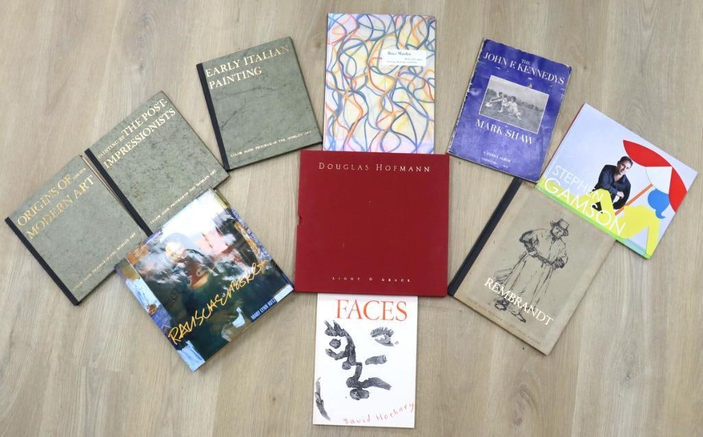 10 Pc. Art & Artist Reference Book Collection: 10 Pc. Art & Artist Reference Book Collection Group of ten art books featuring the work and art history of various artists, including David Hockney, Stephen Gamson, and others. Collection includes