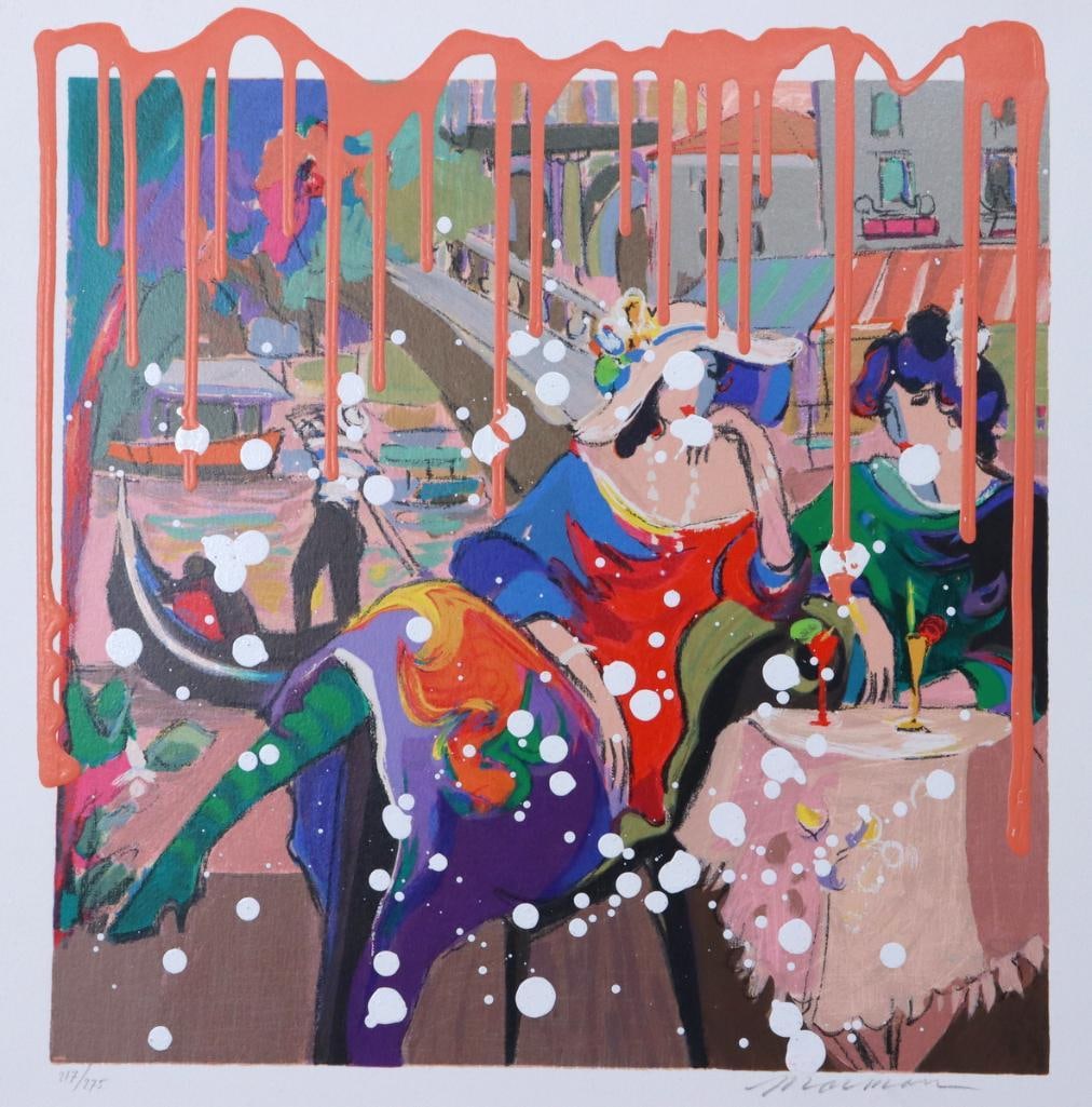 After Isaac Maimon (Israeli, b. 1951) “City Cafes-Venice” Urbar Art Serigraph (1 of 5)
