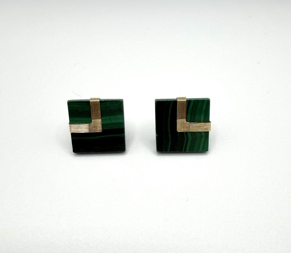 14K and Malachite earrings (1 of 2)