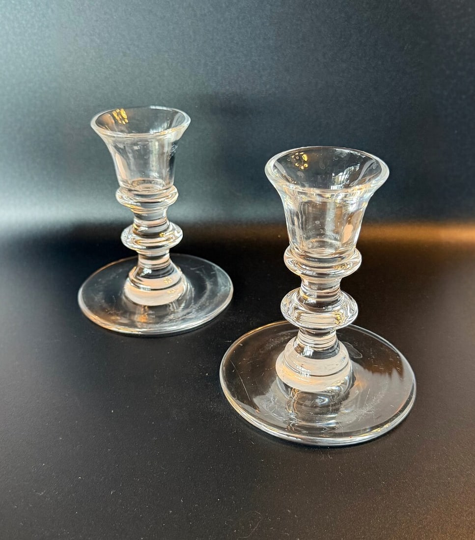 signed Val St Lambert crystal candlesticks (1 of 1)