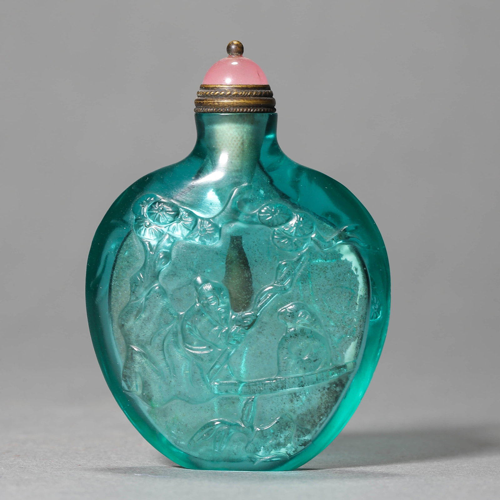 GREEN GLASS SNUFF BOTTLE - 2