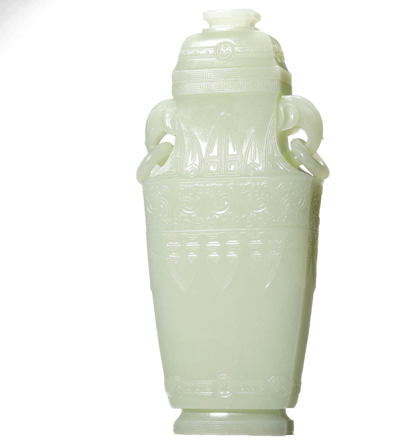 A CHINESE CELADON JADE VASE. - 2