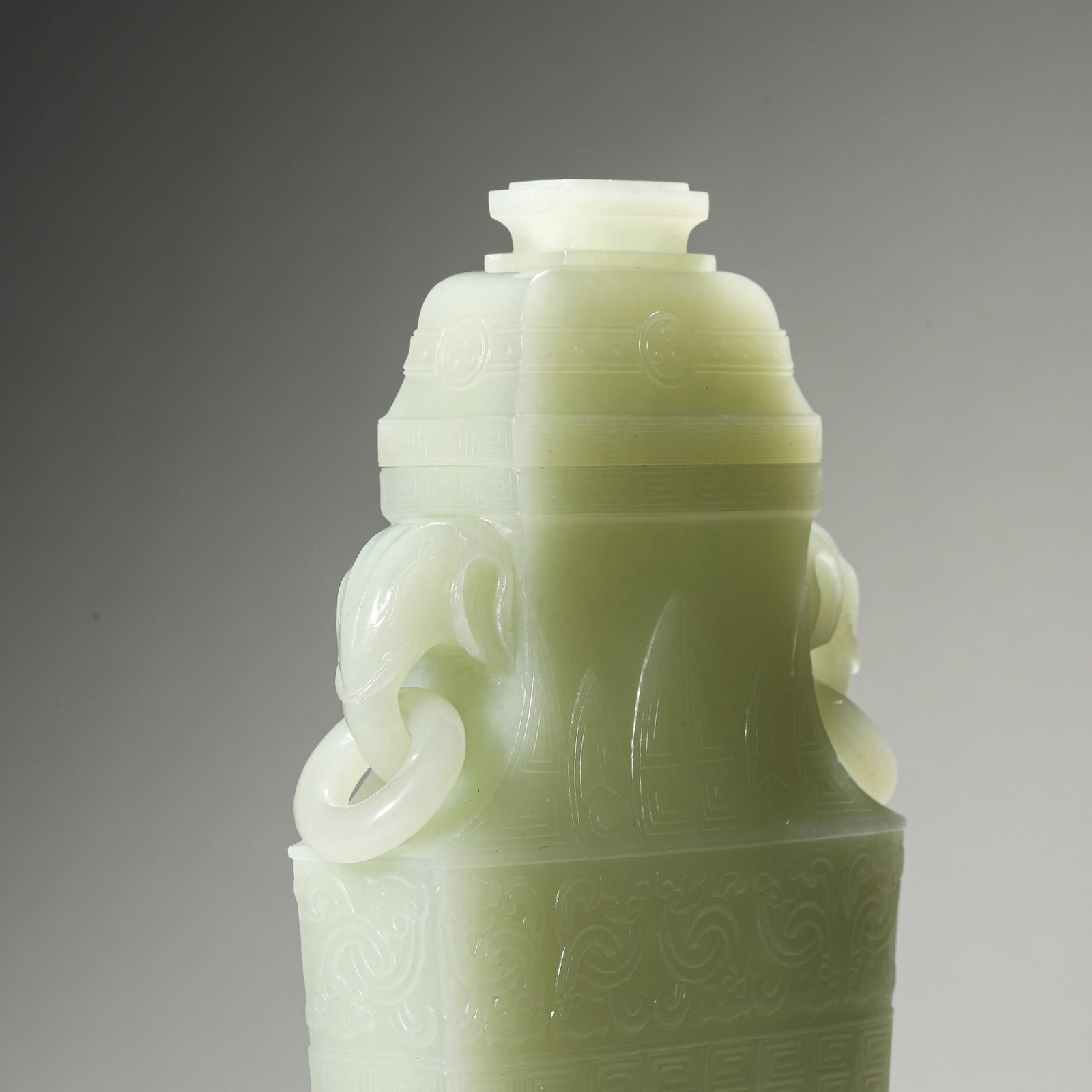 A CHINESE CELADON JADE VASE. - 6