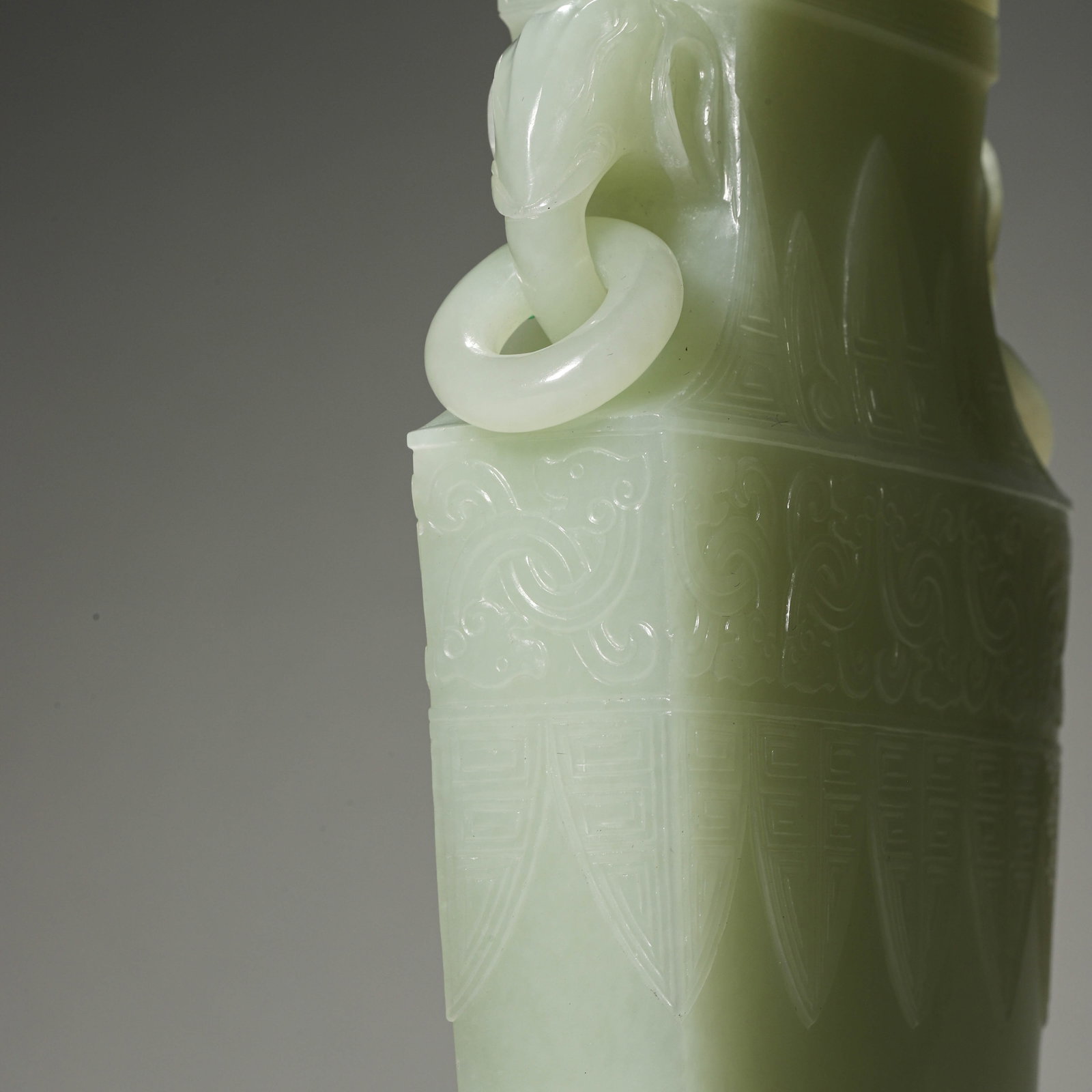 A CHINESE CELADON JADE VASE. - 7