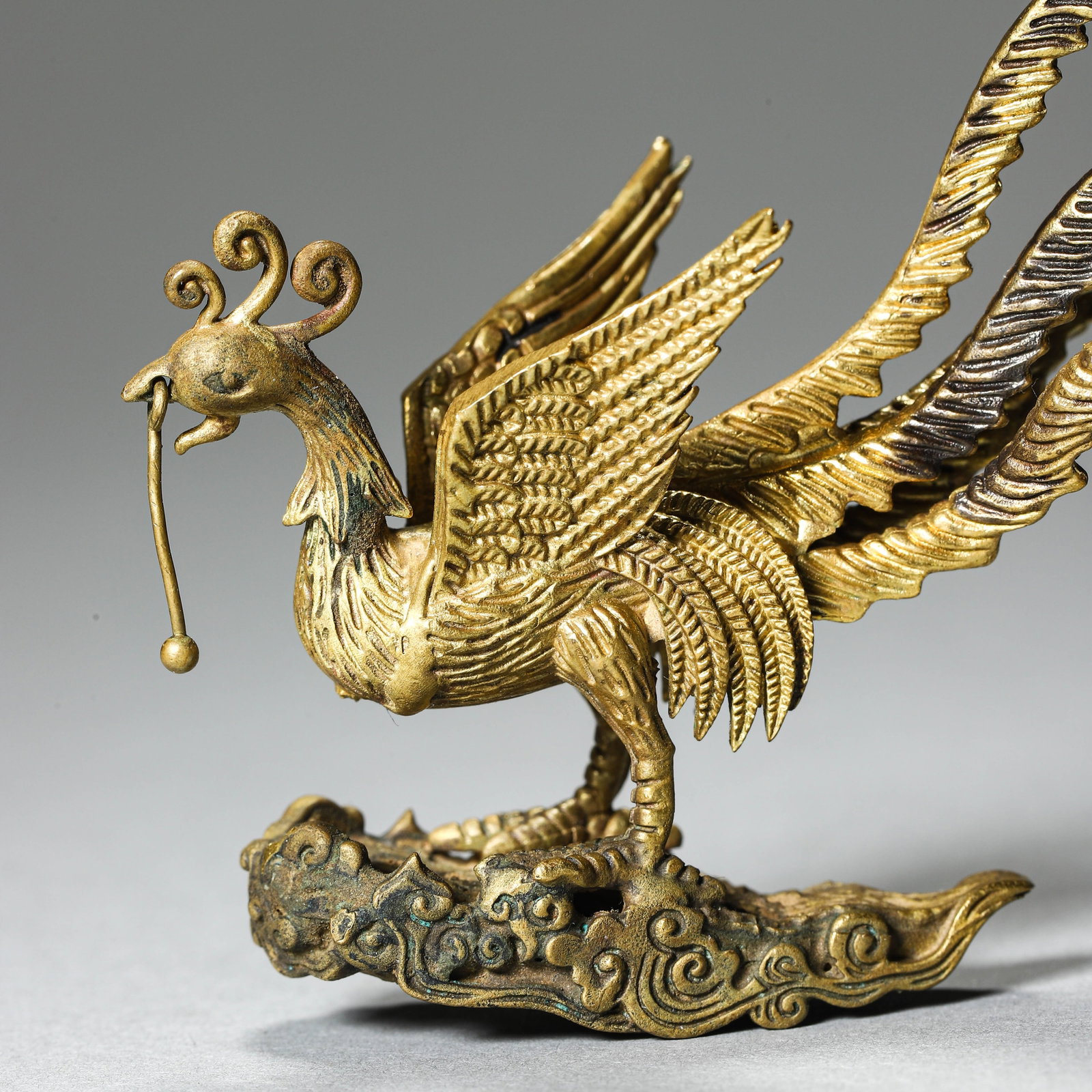 A CHINESE BRONZE PHOENIX FIGURE. - 6