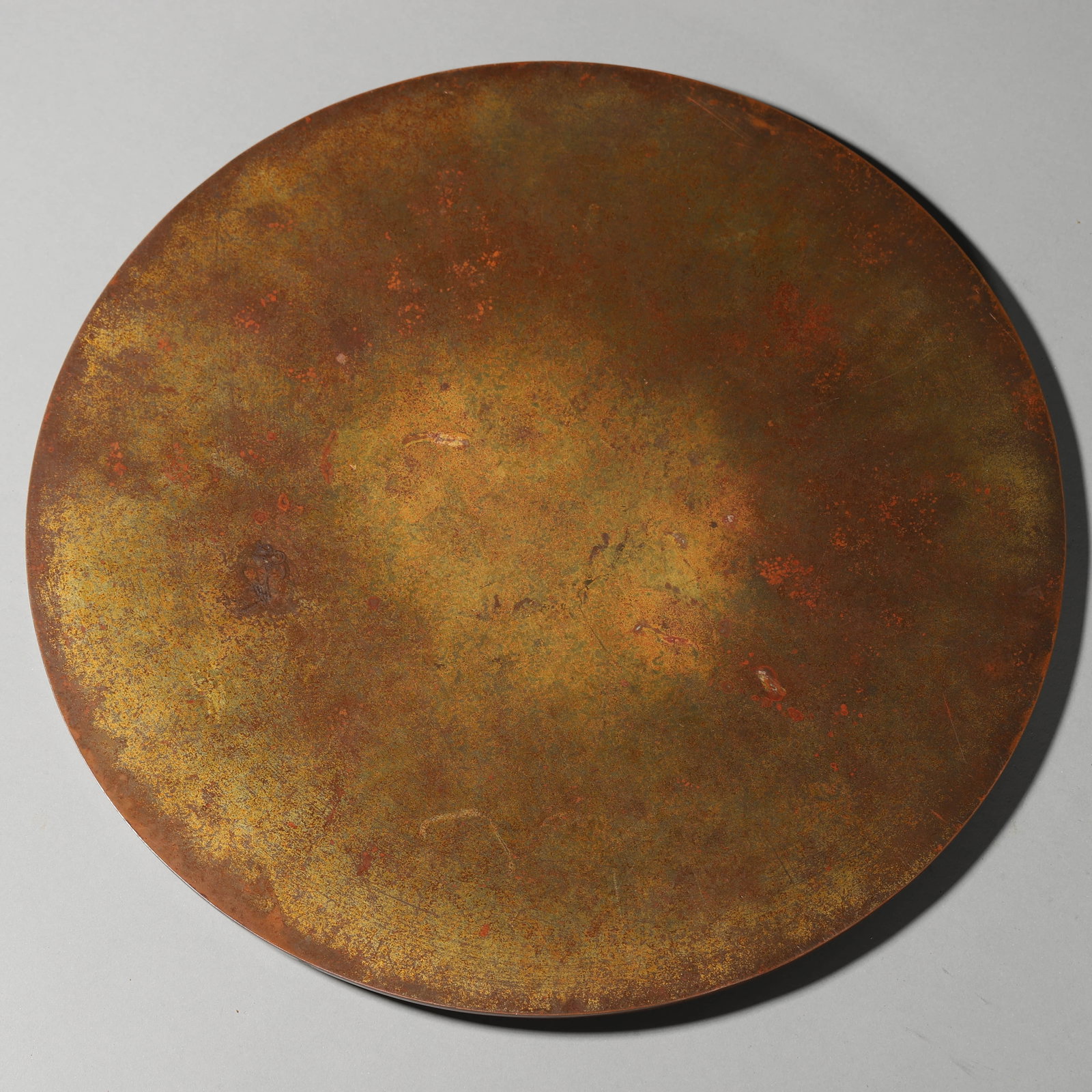 A BRONZE MIRROR WITH JADE INLAY. - 6