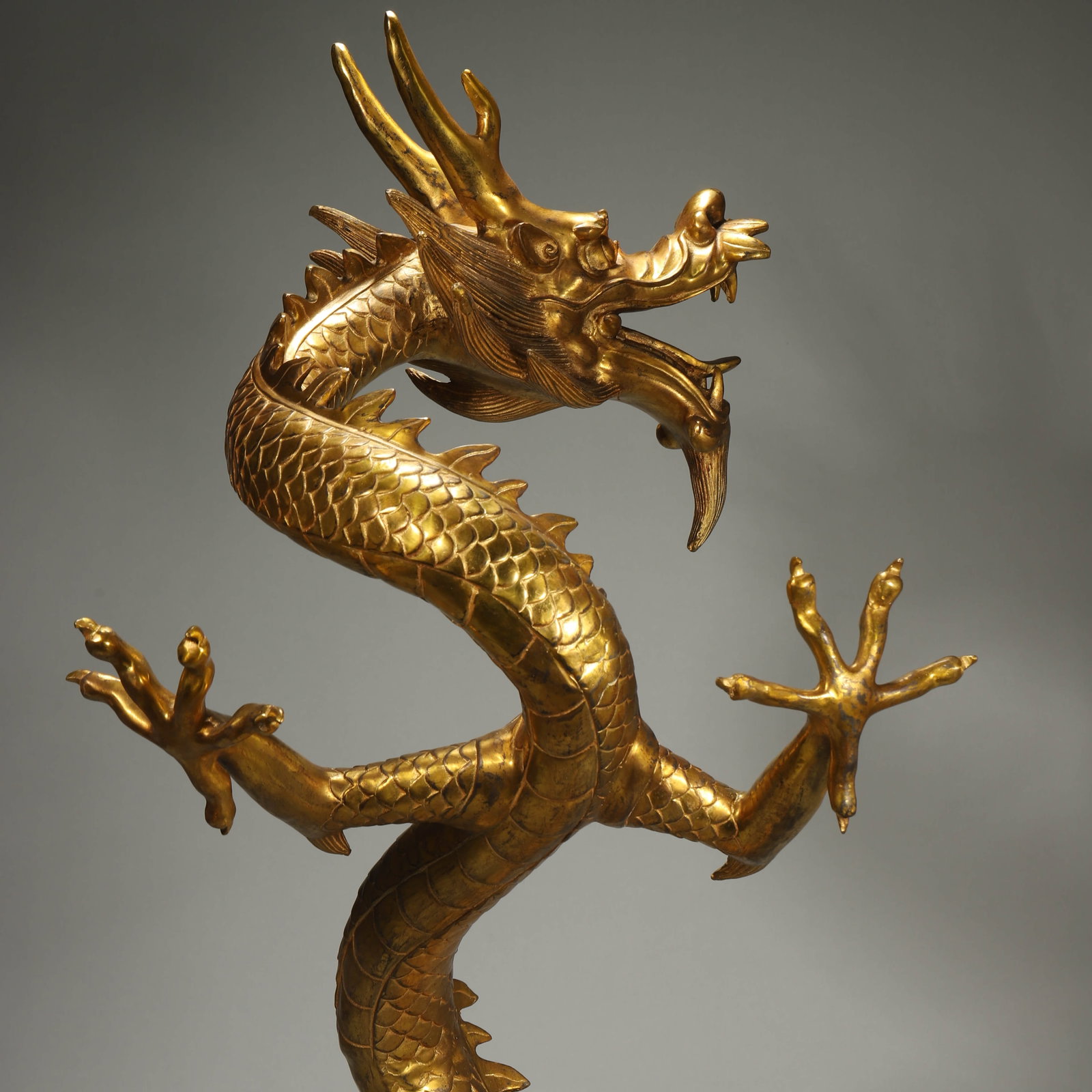 A GILT-BRONZE DRAGON. - 5