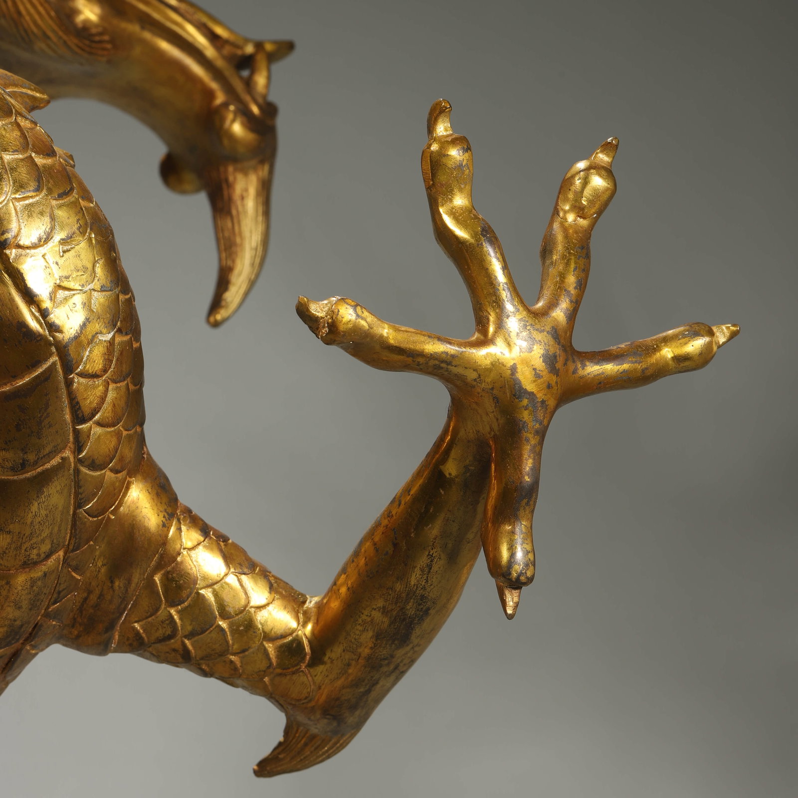 A GILT-BRONZE DRAGON. - 7