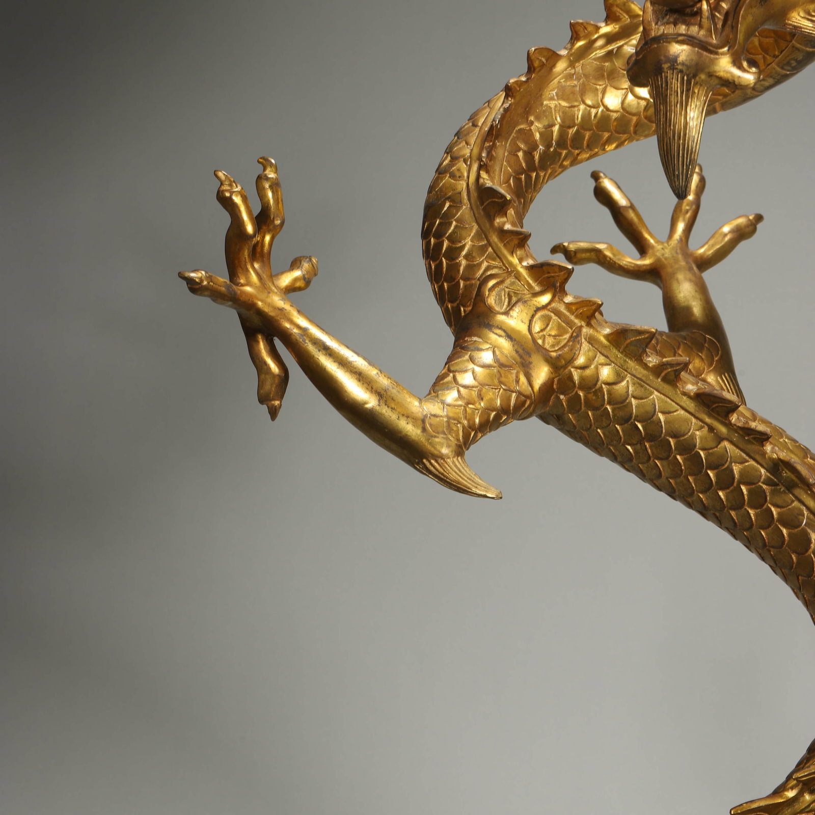 A GILT-BRONZE DRAGON. - 8