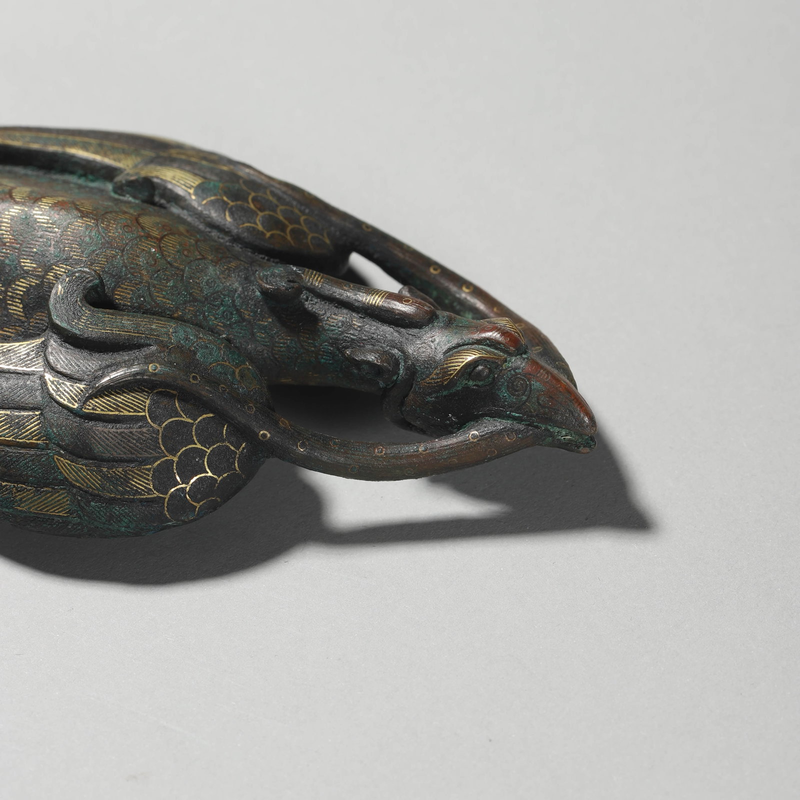 A PARCEL-GILT BRONZE GOOSE. - 3