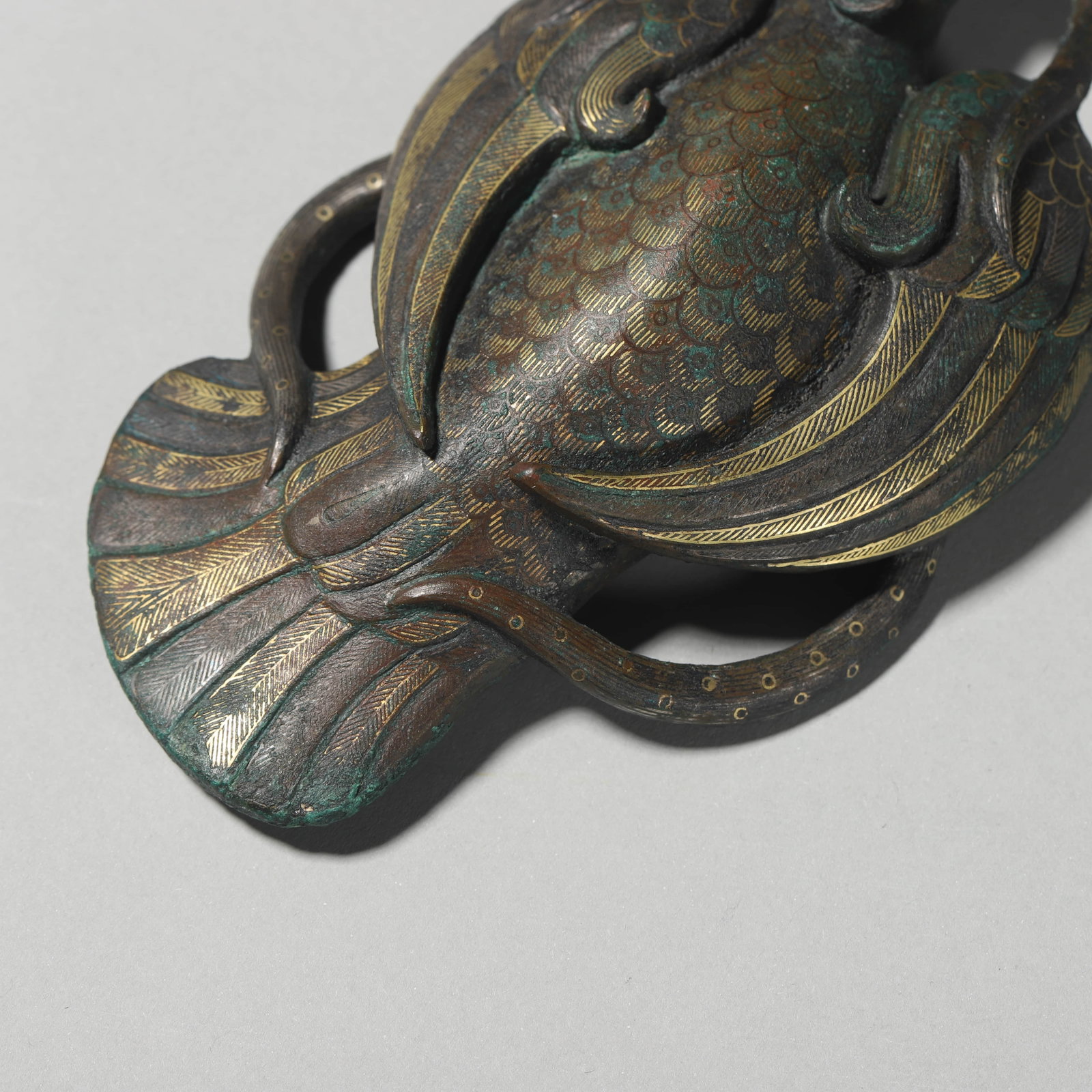 A PARCEL-GILT BRONZE GOOSE. - 4