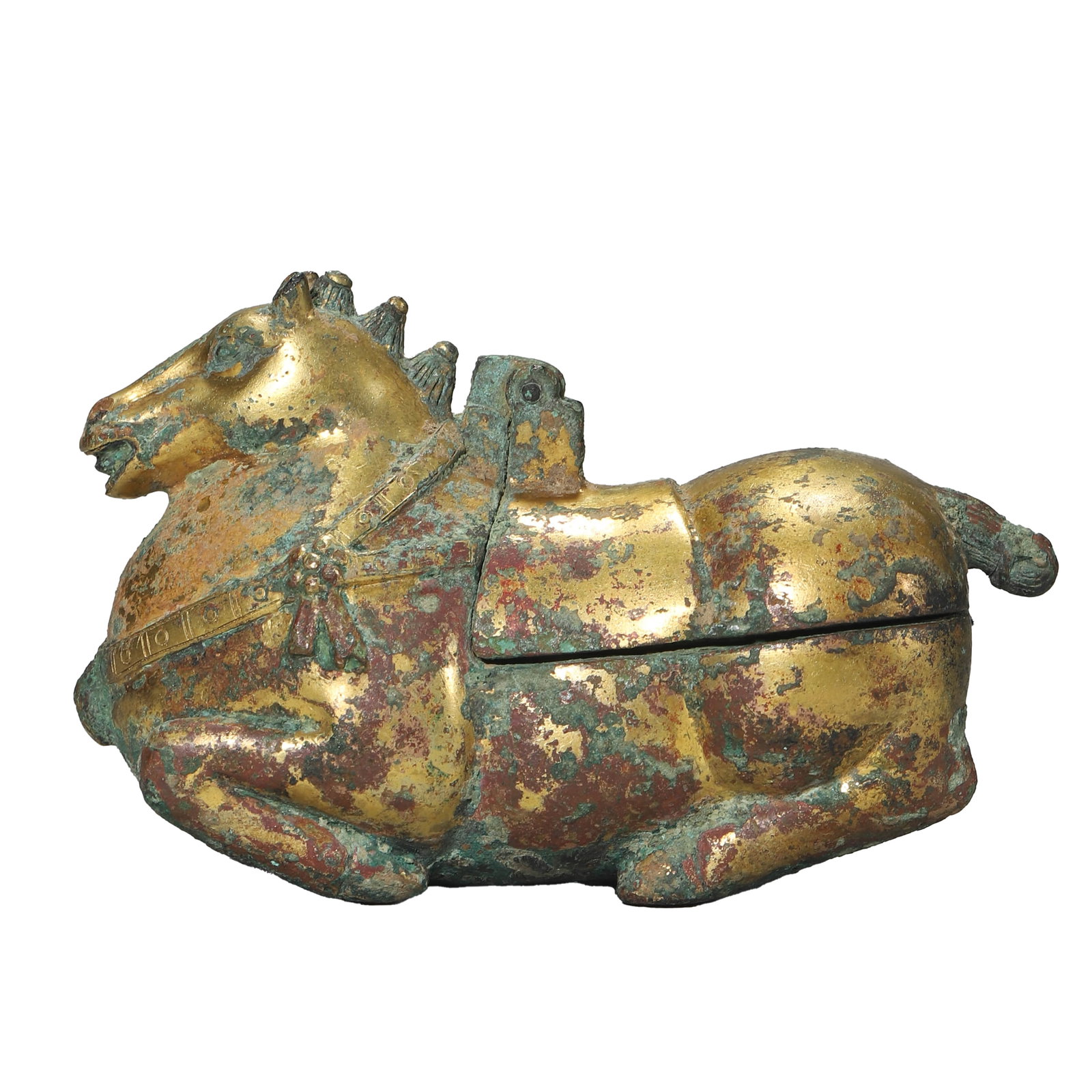 A GILT-BRONZE HORSE-FORM LAMP STAND. (1 of 5)