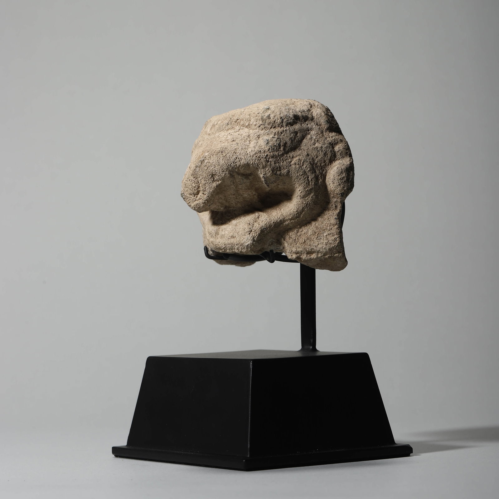 A STONE-CARVED LION HEAD - 4