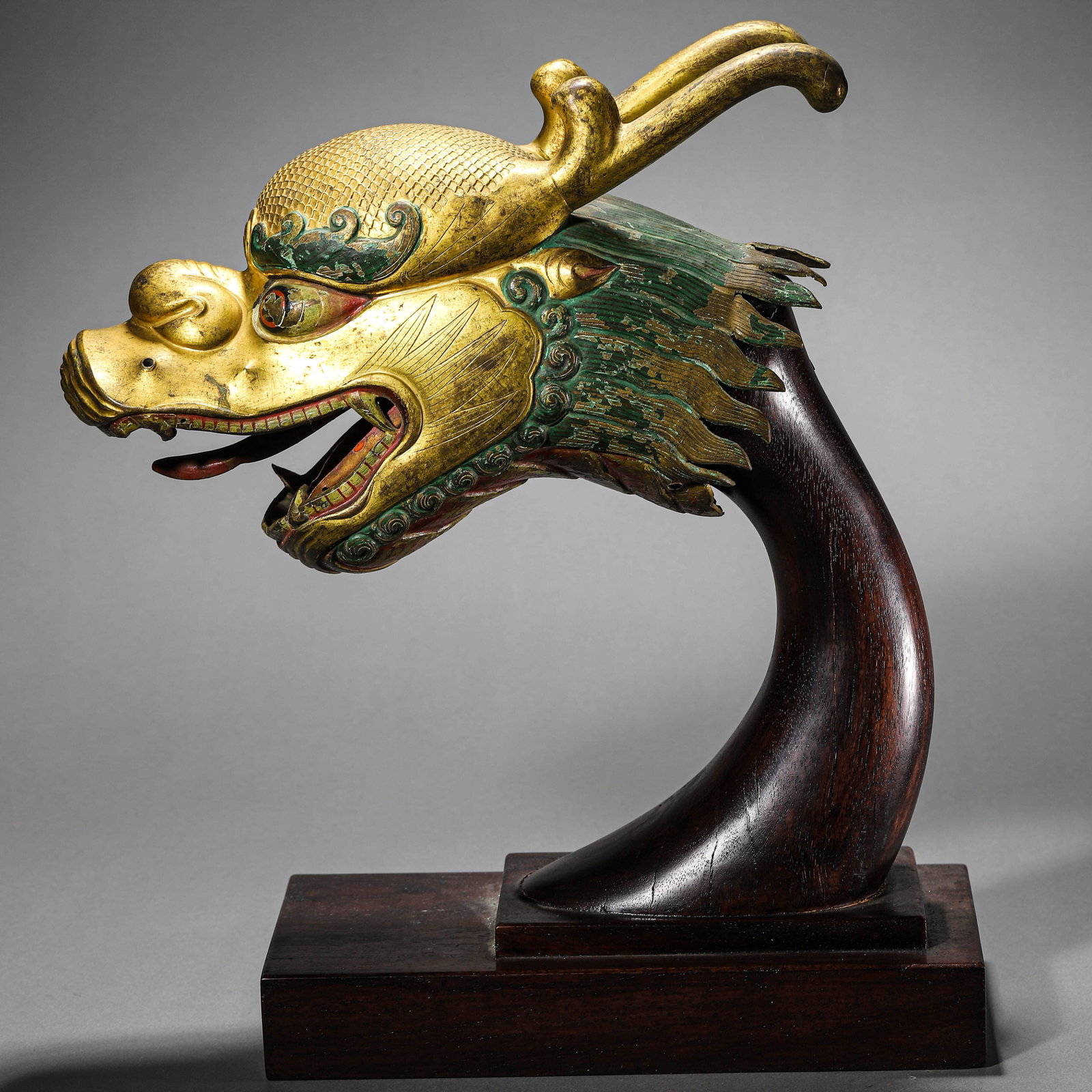 A GILT-BRONZE DRAGON HEAD - 7