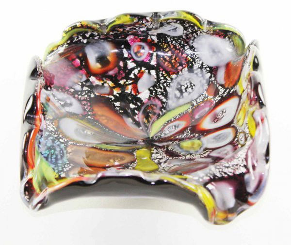 Freeform Murrina "Tutti Frutti" Scallopped Murano: This is a stunning example of a mid-century modernist Italian glass bowl. The "tutti fruti" design is attributed to Dino Martens of A.V.E.M. in the 1940s. This piece is attrubited to Vittorio Ferro an