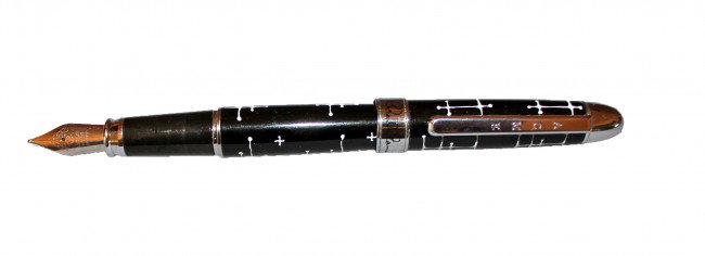 Acme "Charles Eames" Fountain pen: New "Charles Eames" fountain pen by Acme Pens in the original box. It is black with white decorations.