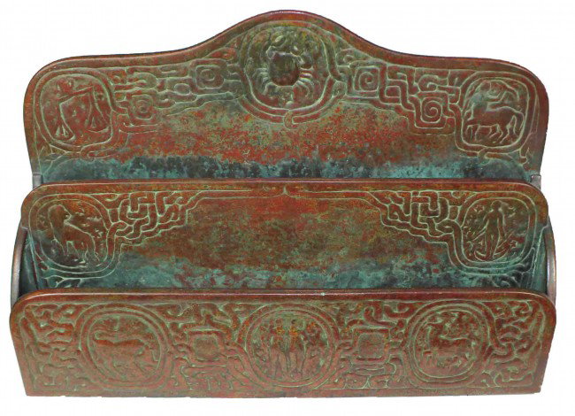 Tiffany Studios Zodiac Letter Holder: Tiffany Studios Zodiac Letter Holder. Signed on bottom