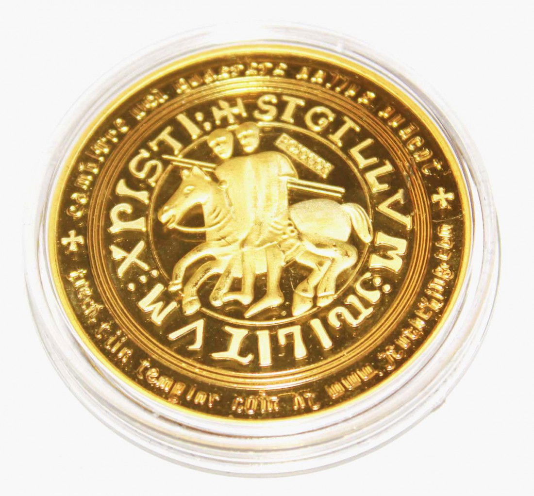 100 Mills 24k Gold Knights Templar Clad Coin Mint: 100 Mills 24k Gold Knights Templar Clad Coin Mint 10gr