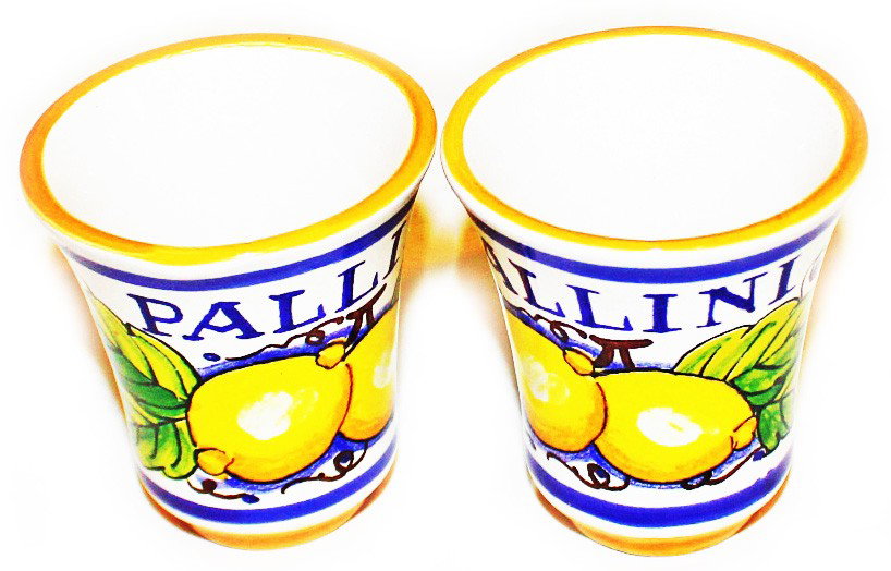Pair of Italian Porcelain Deruta Liquor Glasses: Pair of Italian Porcelain Deruta Liquor Glasses