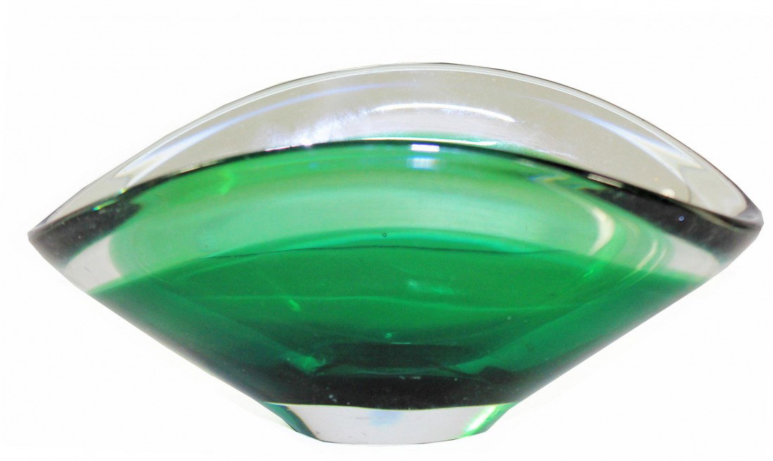 Green Murano Clam Shell: Green Murano Clam Shell Dimensions; Length: 5 5/8 inches Width: 3 3/8 inches Height: 3.5 inches