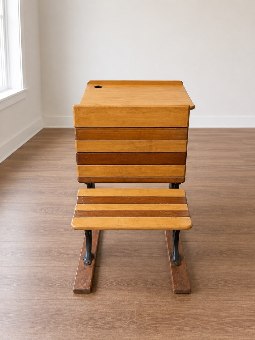 Vintage Child's School Desk with Cast Iron Frame (1 of 3)