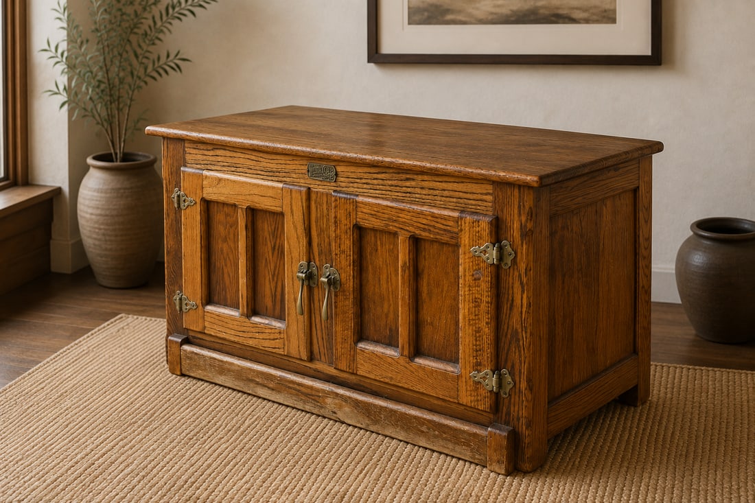 Antique White Clad Oak Ice Box Cabinet (1 of 3)