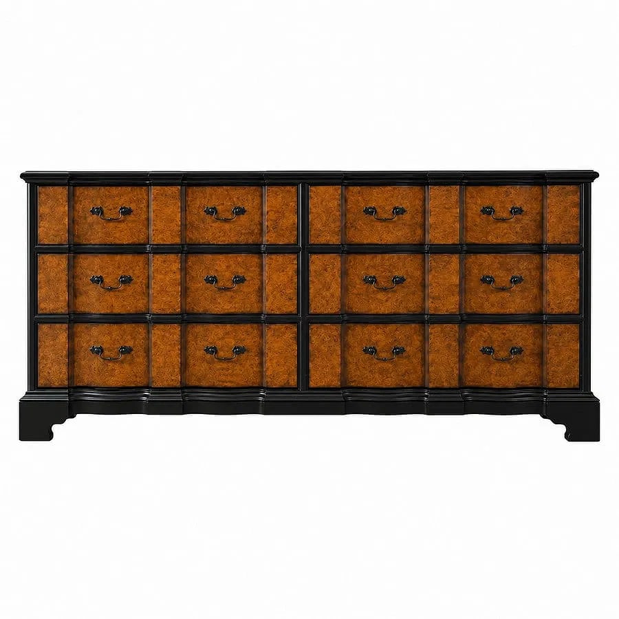 Henredon Black Lacquer and Burl Wood Dresser - 2