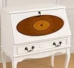 French Country Style White Secretary Desk with Marquetry Oval - 3