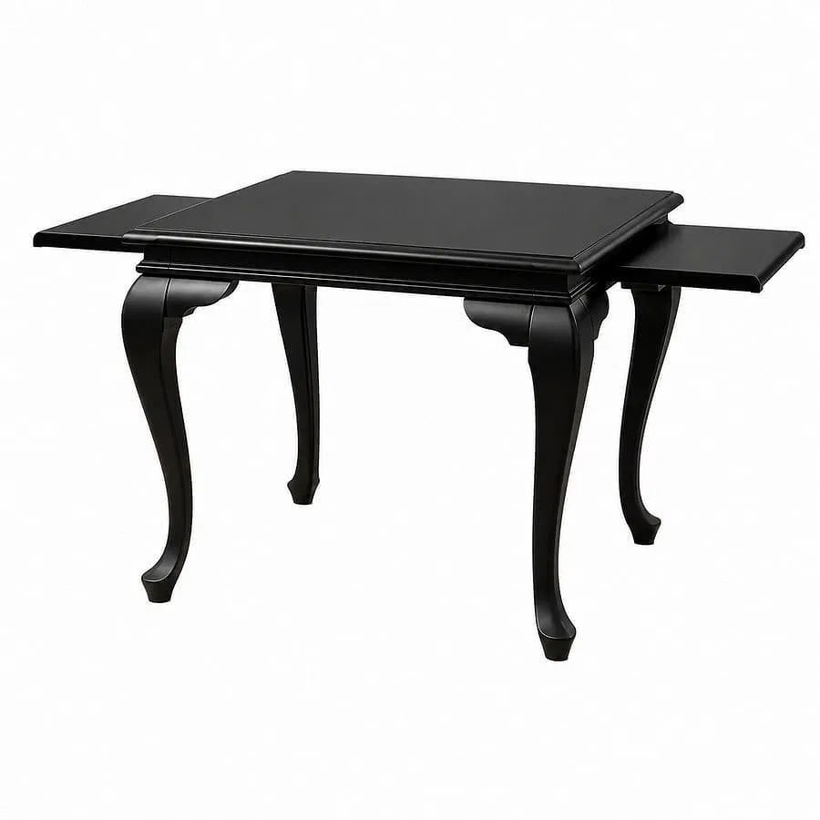 Contemporary Black Lacquer Drop Leaf Card or Games Table - 2